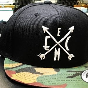 White on Black ENC Camo Snapback